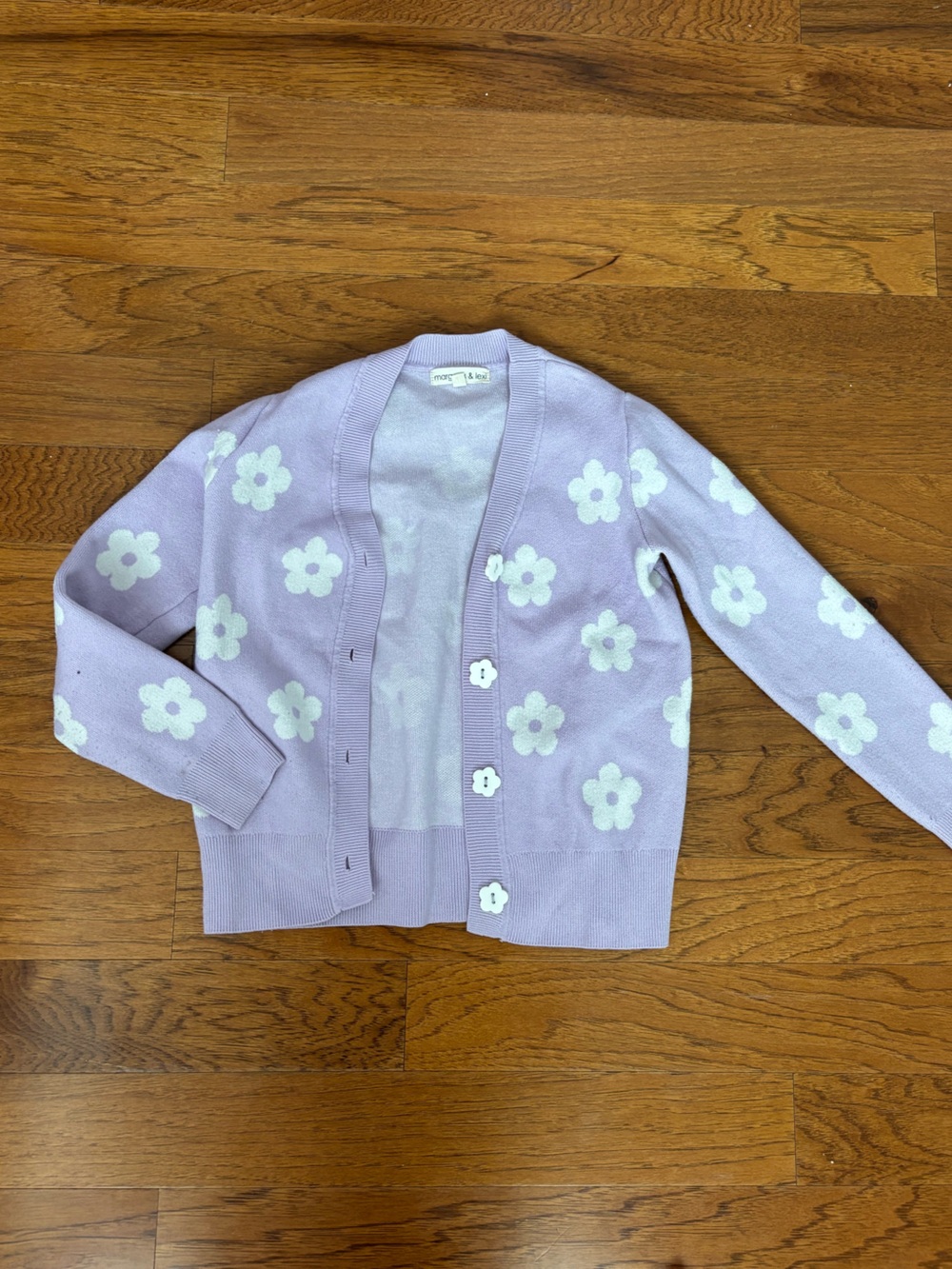 Lilac Floral Button-Up Cardigan for Kids